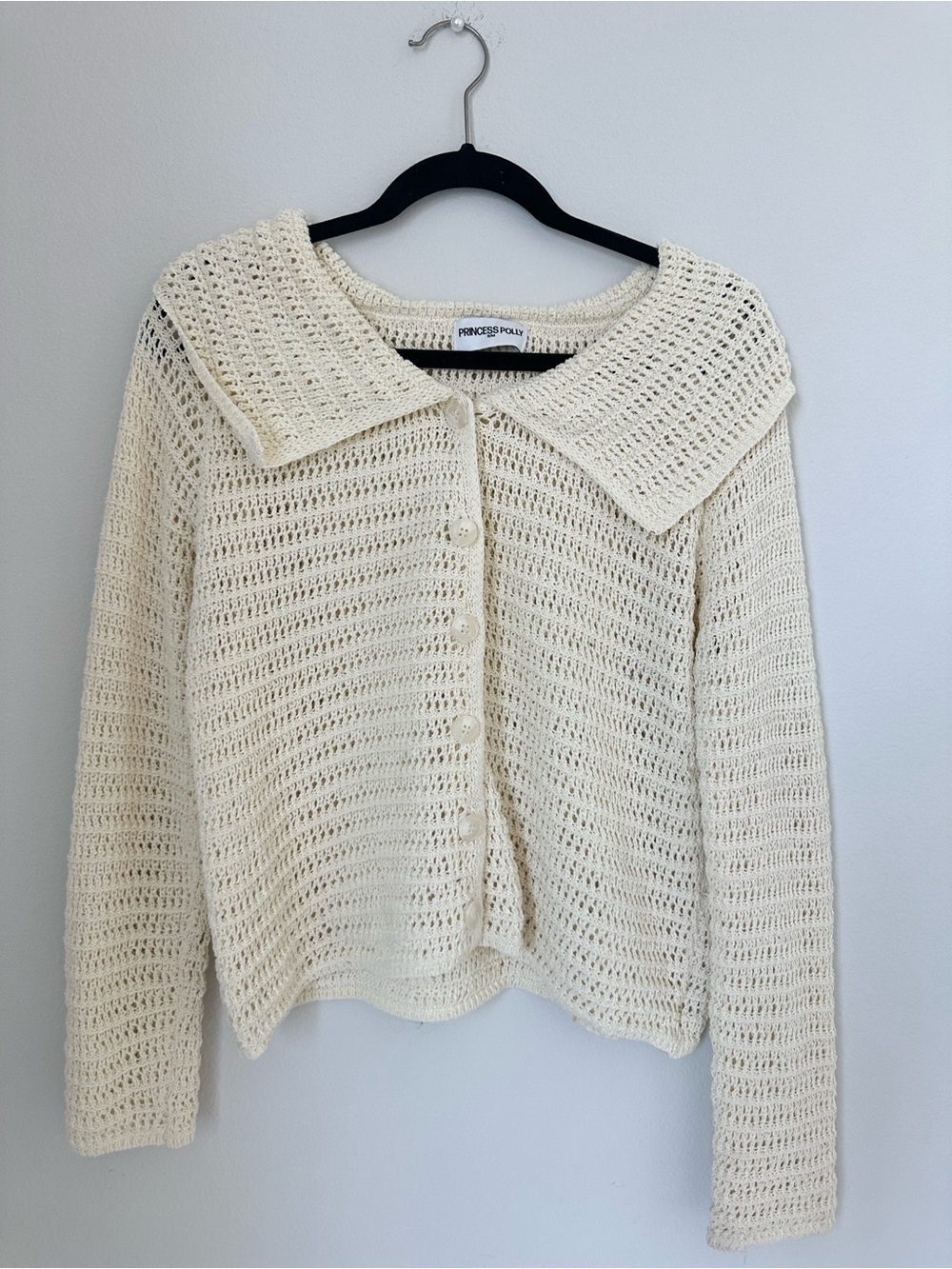 Princess Polly Tuscon Crochet Sweater White